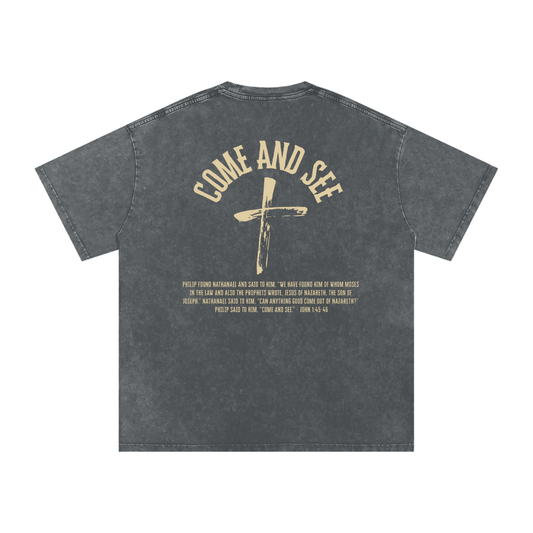 "Come and See" Unisex Acid Wash Oversize T-Shirt