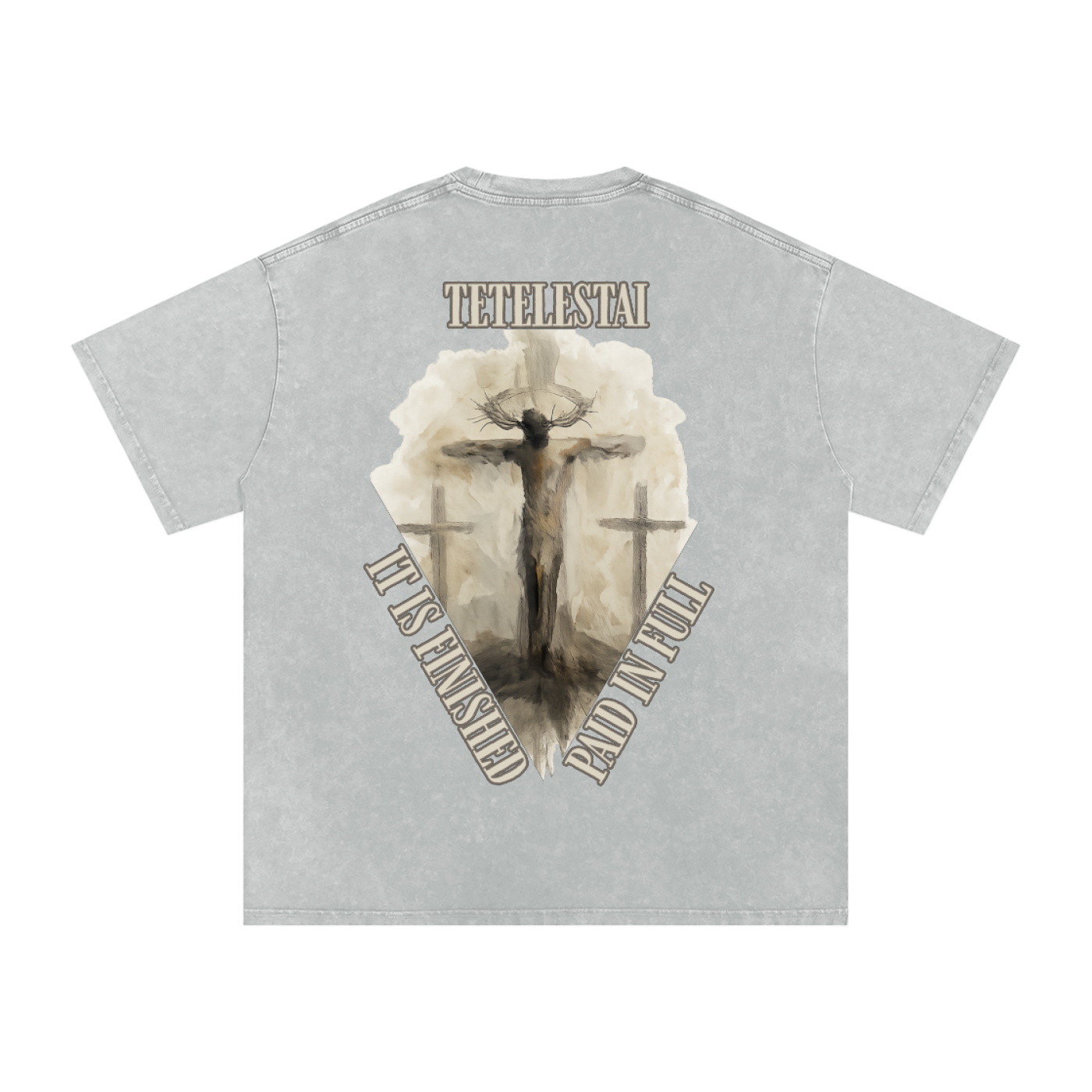 "It Is Finished" Unisex Acid Wash Oversize T-Shirt