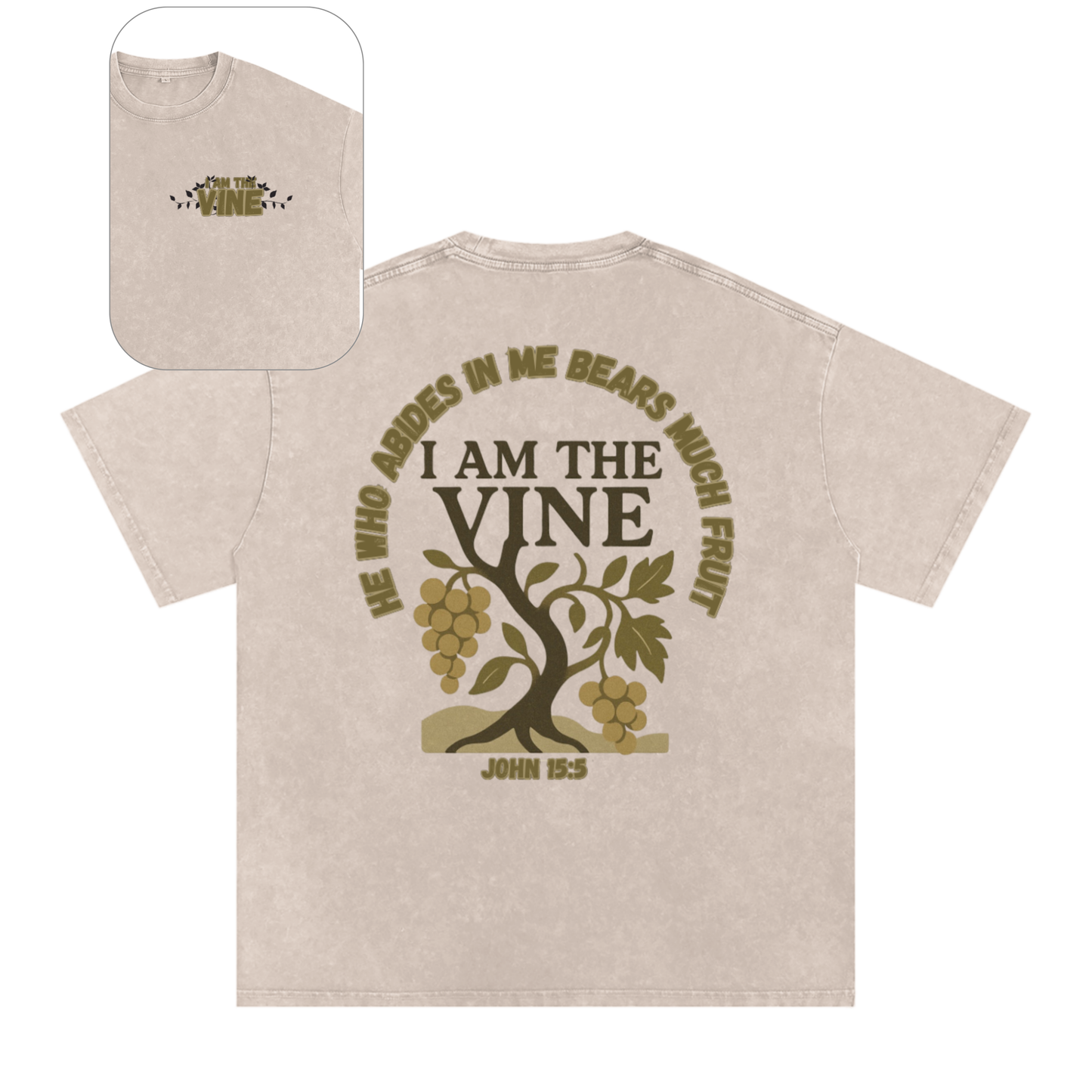 "I am the Vine" Unisex Acid Wash Oversize T-Shirt