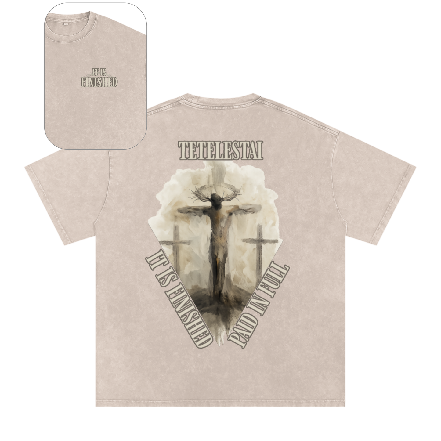 "It Is Finished" Unisex Acid Wash Oversize T-Shirt