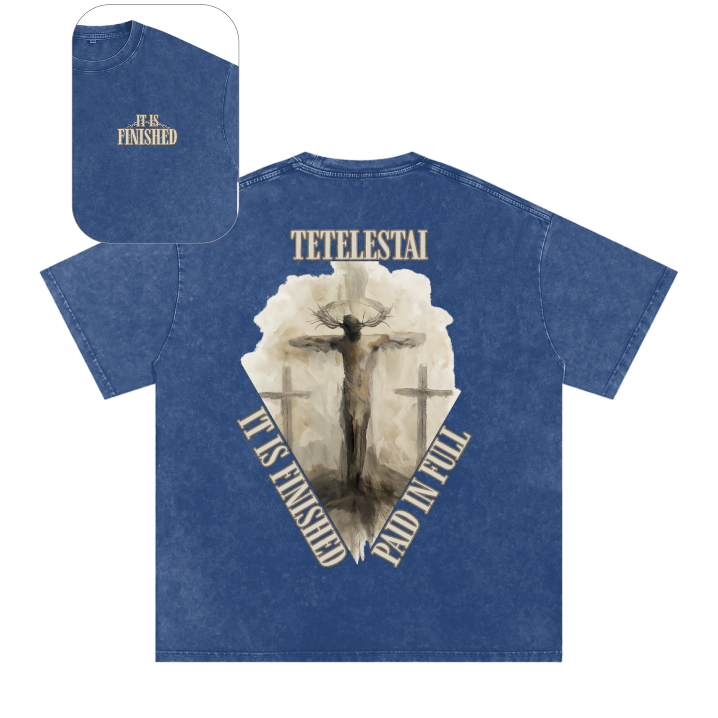 "It Is Finished" Unisex Acid Wash Oversize T-Shirt