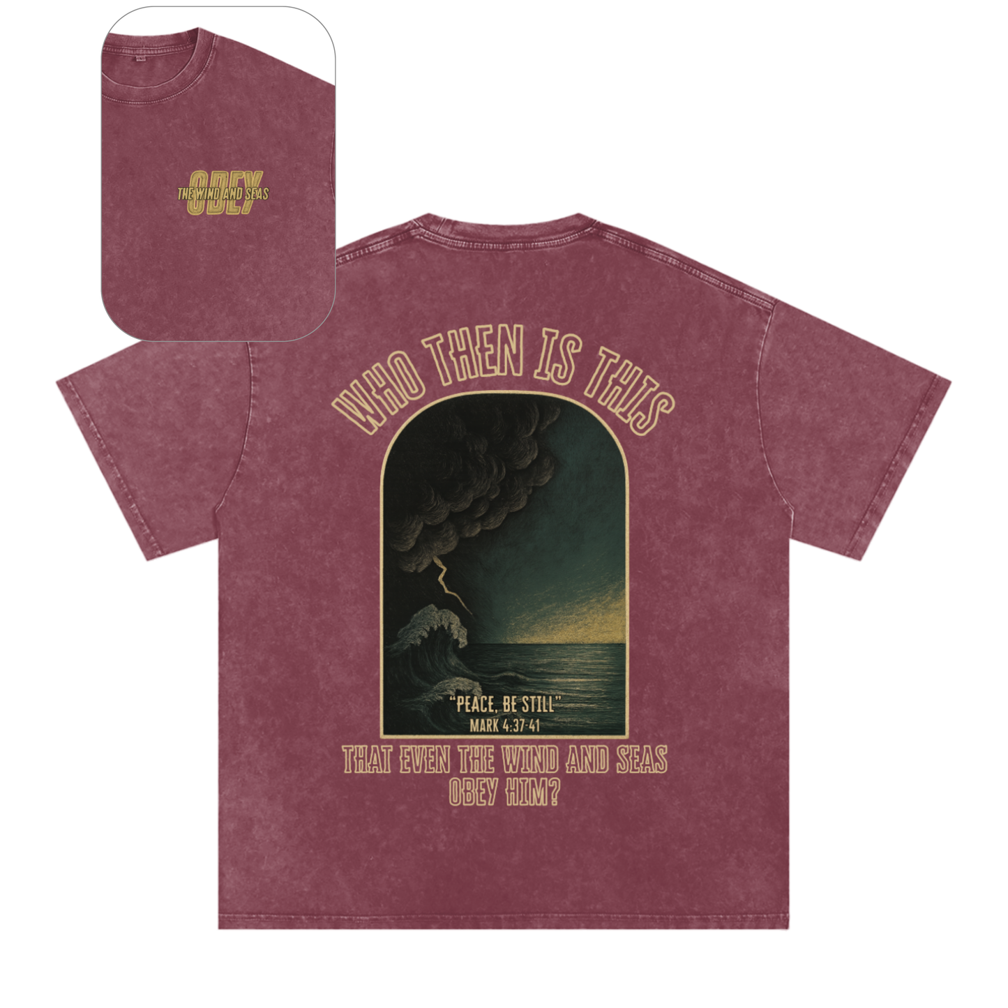 "The Wind & Seas Obey" Unisex Acid Wash Oversize T-Shirt