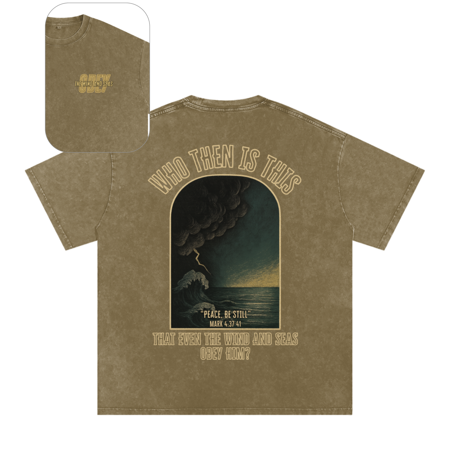"The Wind & Seas Obey" Unisex Acid Wash Oversize T-Shirt