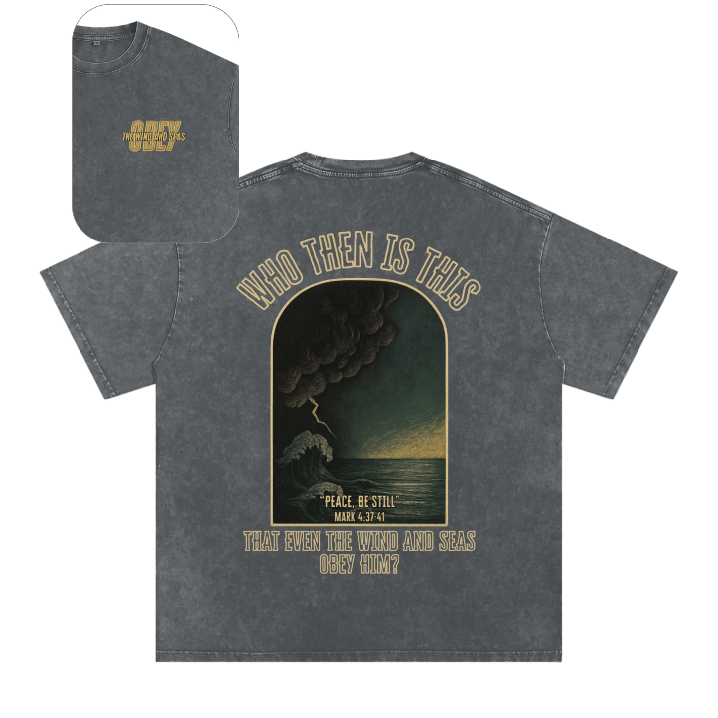 "The Wind & Seas Obey" Unisex Acid Wash Oversize T-Shirt