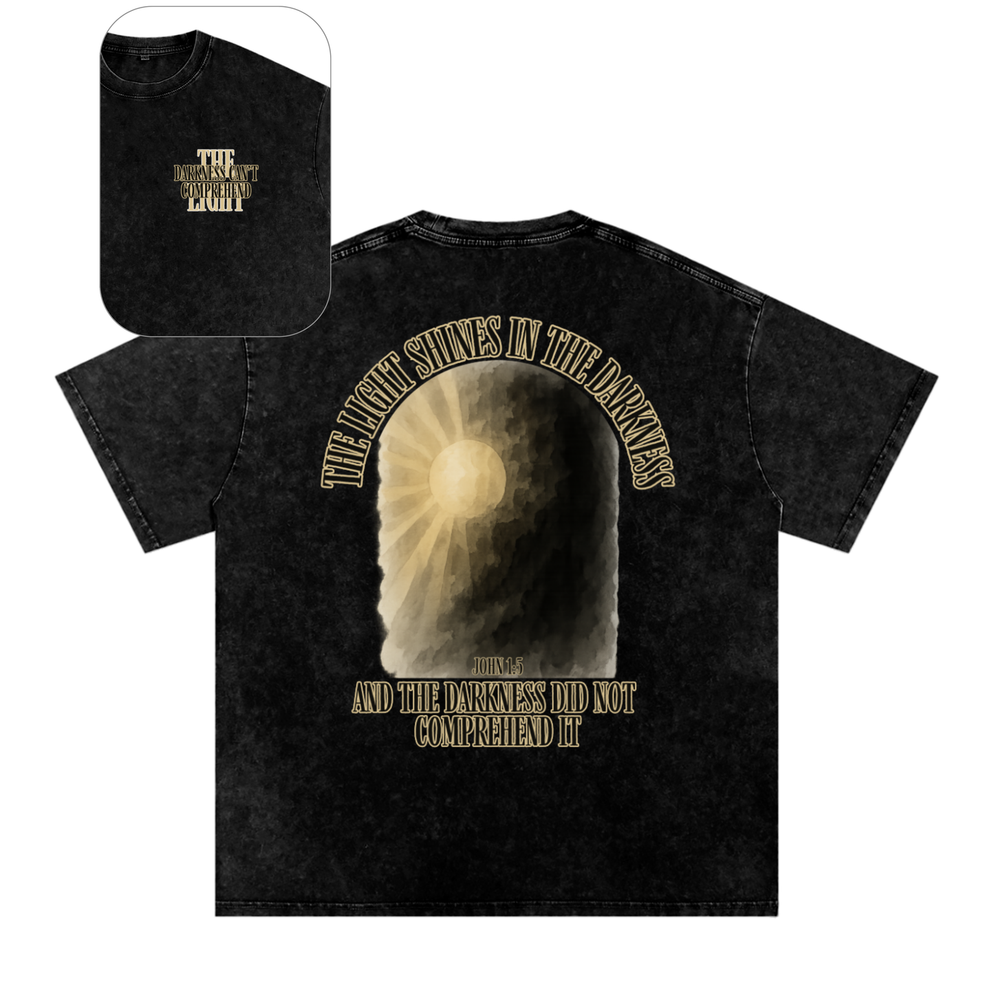 "Darkness Can't Comprehend" Unisex Acid Wash Oversize T-Shirt