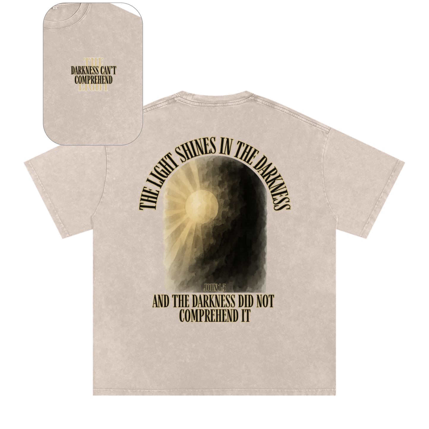 "Darkness Can't Comprehend" Unisex Acid Wash Oversize T-Shirt