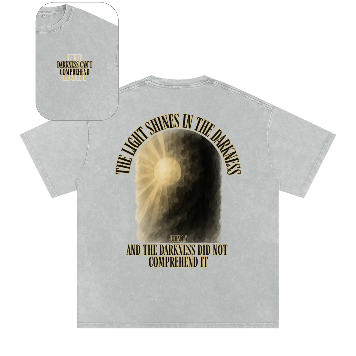 "Darkness Can't Comprehend" Unisex Acid Wash Oversize T-Shirt