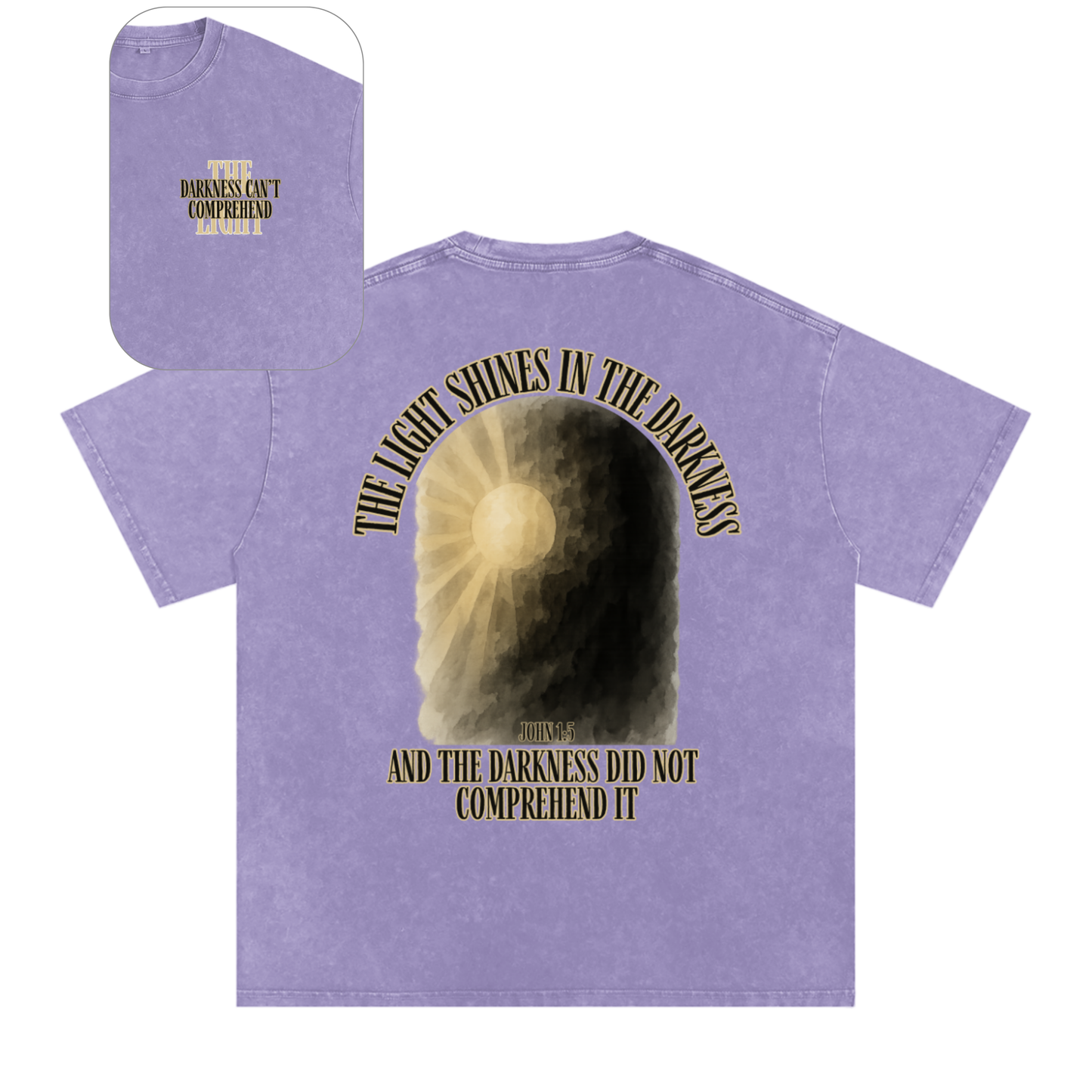 "Darkness Can't Comprehend" Unisex Acid Wash Oversize T-Shirt