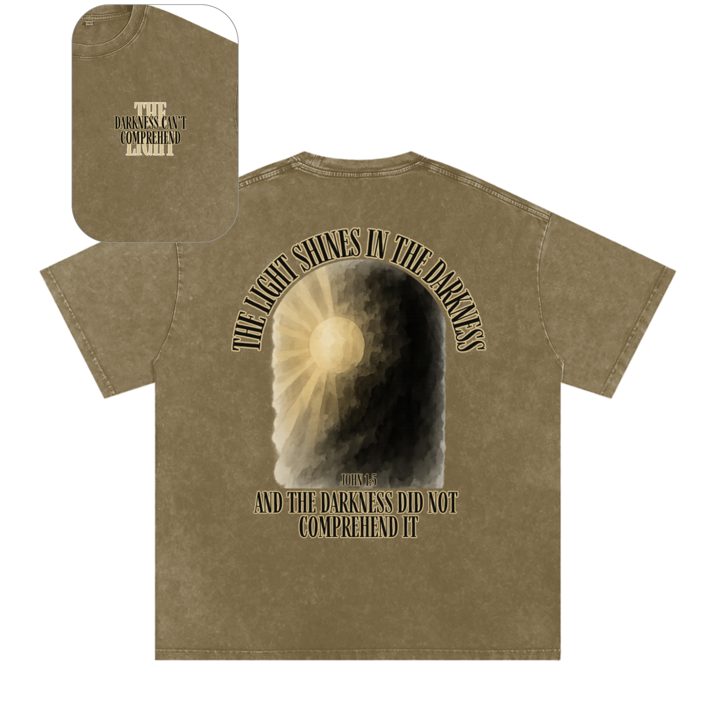 "Darkness Can't Comprehend" Unisex Acid Wash Oversize T-Shirt