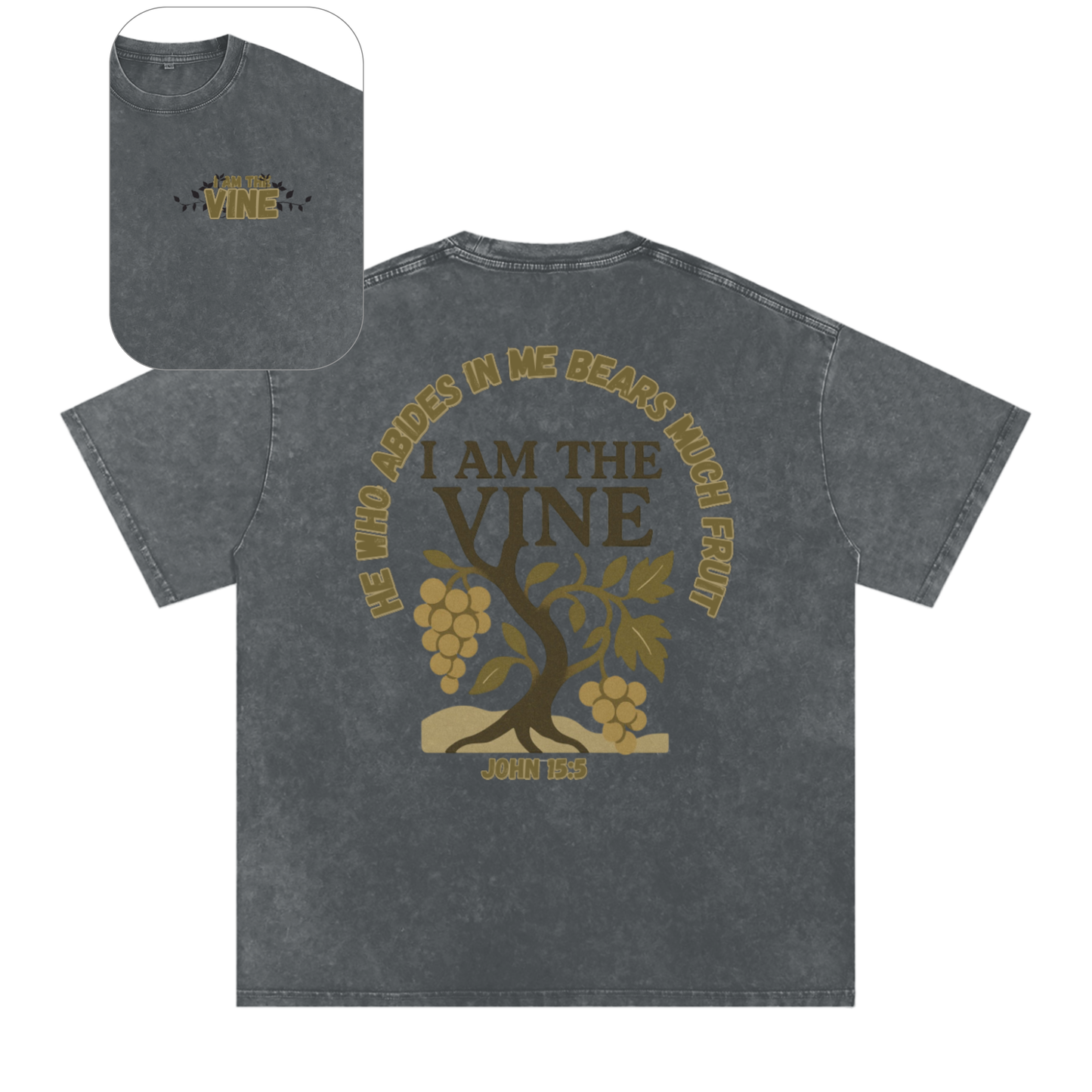 "I am the Vine" Unisex Acid Wash Oversize T-Shirt