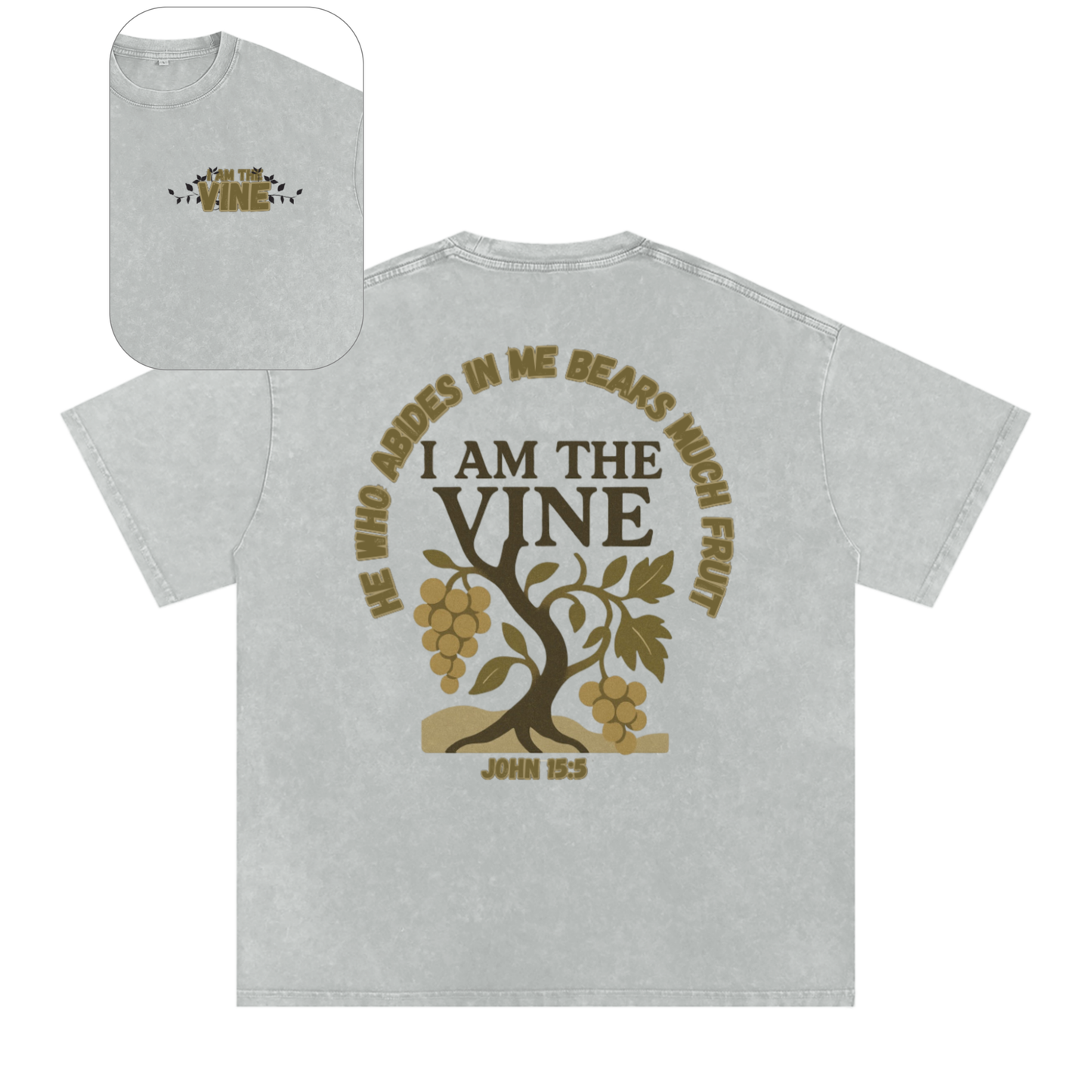 "I am the Vine" Unisex Acid Wash Oversize T-Shirt