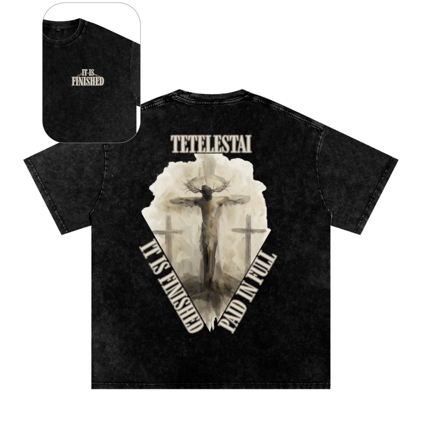 "It Is Finished" Unisex Acid Wash Oversize T-Shirt