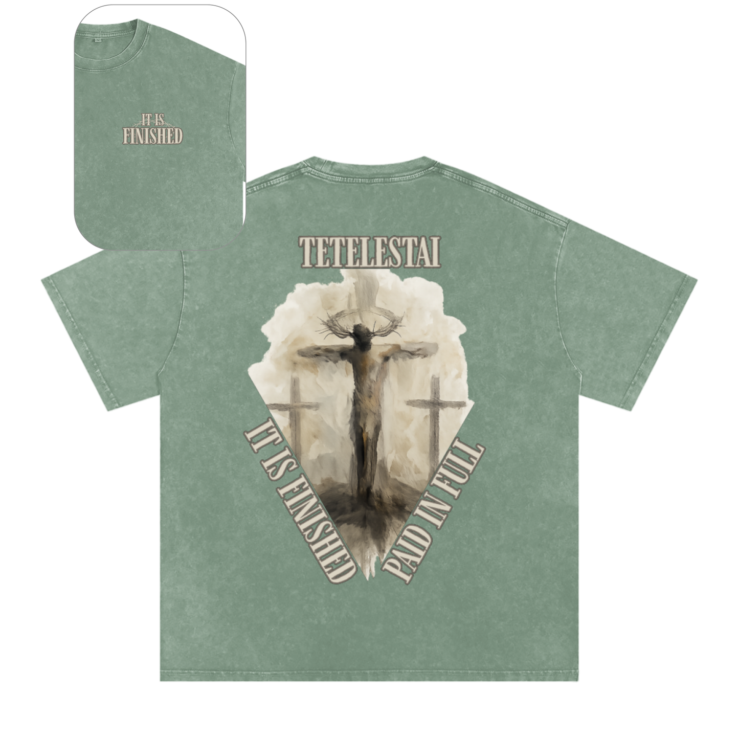"It Is Finished" Unisex Acid Wash Oversize T-Shirt