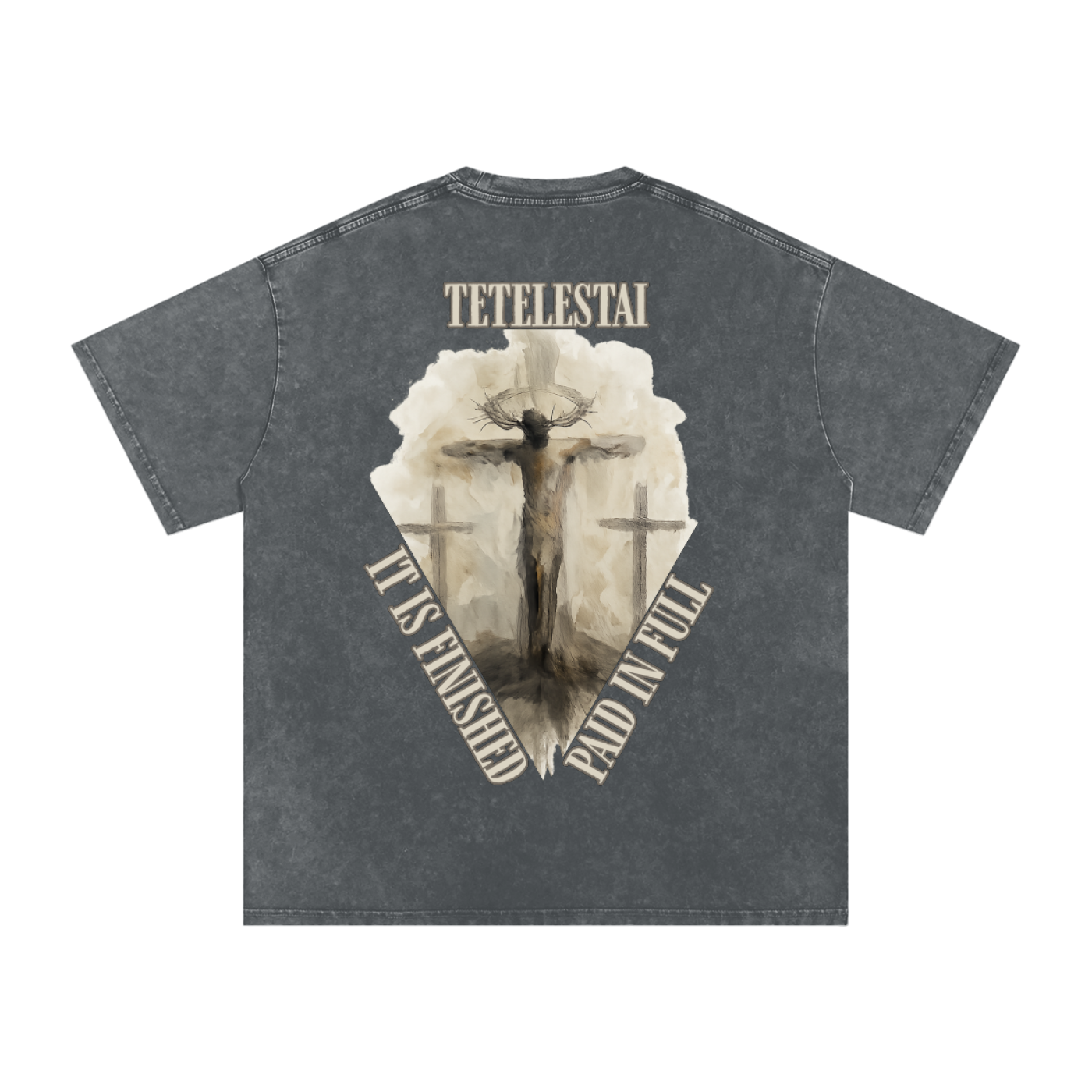 "It Is Finished" Unisex Acid Wash Oversize T-Shirt