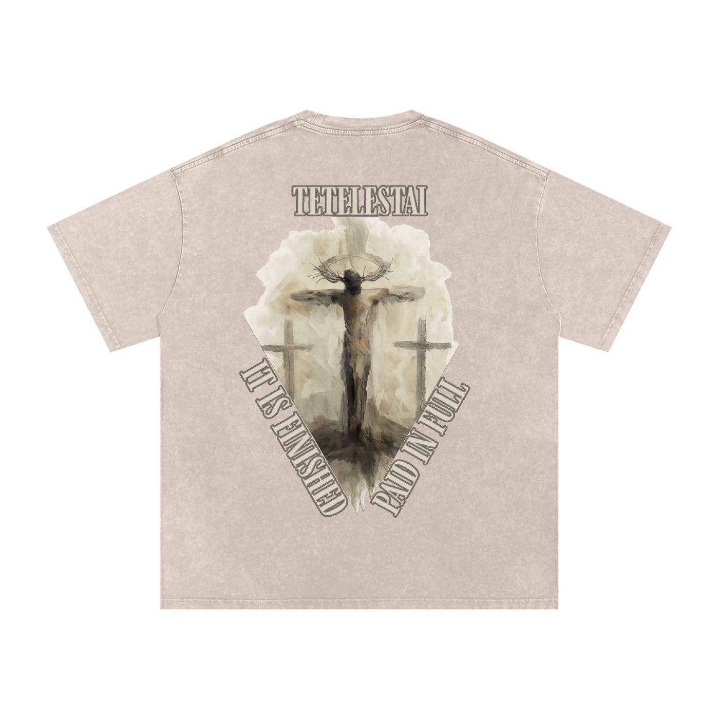 "It Is Finished" Unisex Acid Wash Oversize T-Shirt