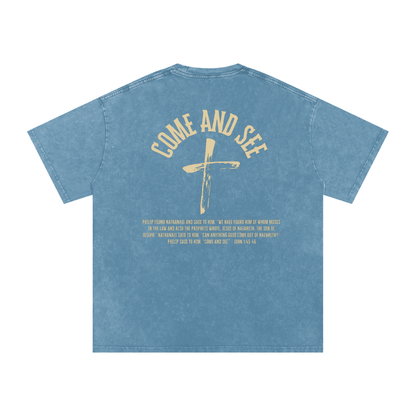 "Come and See" Unisex Acid Wash Oversize T-Shirt