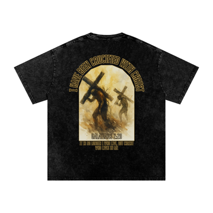 "Crucified with Christ " Unisex Acid Wash Oversize T-Shirt