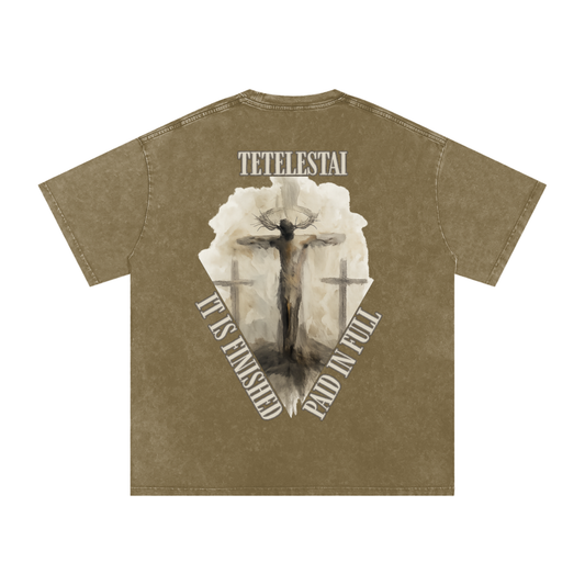 "It Is Finished" Unisex Acid Wash Oversize T-Shirt