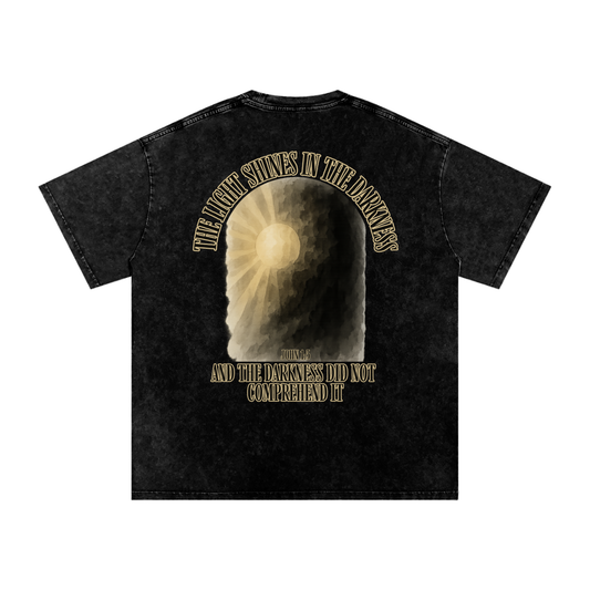 "Darkness Can't Comprehend" Unisex Acid Wash Oversize T-Shirt