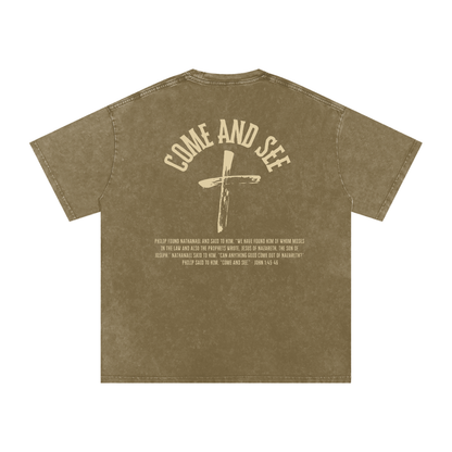 "Come and See" Unisex Acid Wash Oversize T-Shirt