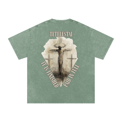 "It Is Finished" Unisex Acid Wash Oversize T-Shirt