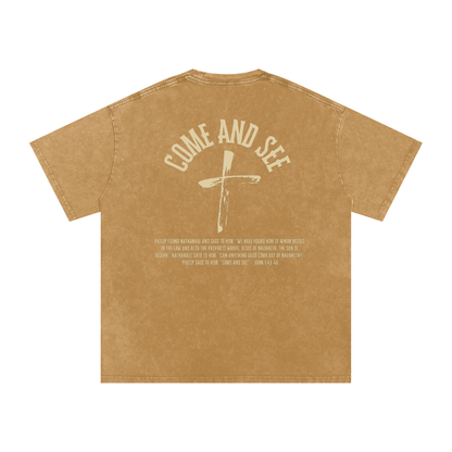"Come and See" Unisex Acid Wash Oversize T-Shirt