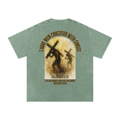 "Crucified with Christ " Unisex Acid Wash Oversize T-Shirt
