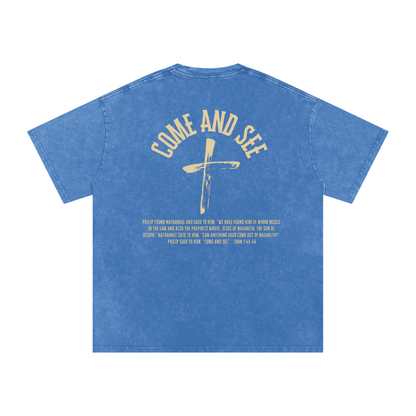 "Come and See" Unisex Acid Wash Oversize T-Shirt