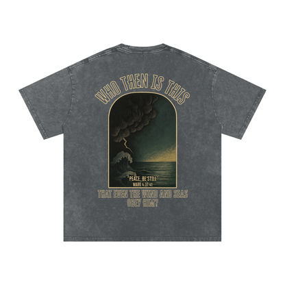"The Wind & Seas Obey" Unisex Acid Wash Oversize T-Shirt