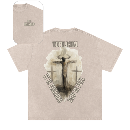 "It Is Finished" Unisex Acid Wash Oversize T-Shirt
