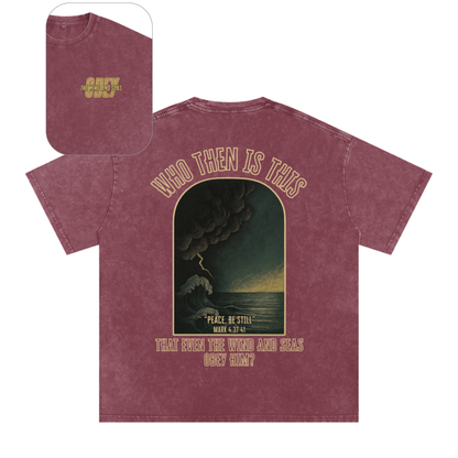 "The Wind & Seas Obey" Unisex Acid Wash Oversize T-Shirt