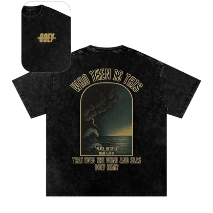 "The Wind & Seas Obey" Unisex Acid Wash Oversize T-Shirt