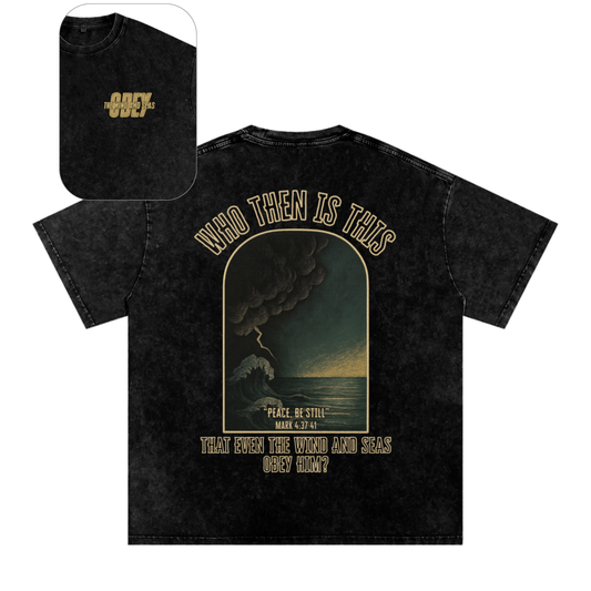"The Wind & Seas Obey" Unisex Acid Wash Oversize T-Shirt