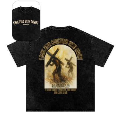 "Crucified with Christ " Unisex Acid Wash Oversize T-Shirt