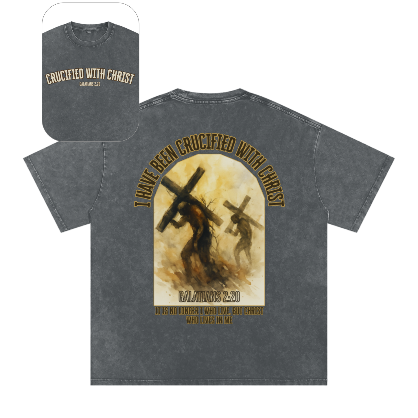 "Crucified with Christ " Unisex Acid Wash Oversize T-Shirt