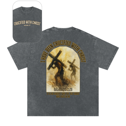 "Crucified with Christ " Unisex Acid Wash Oversize T-Shirt