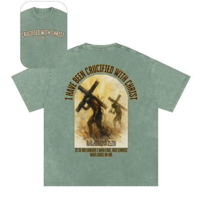 "Crucified with Christ " Unisex Acid Wash Oversize T-Shirt
