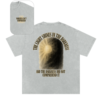 "Darkness Can't Comprehend" Unisex Acid Wash Oversize T-Shirt