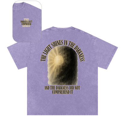 "Darkness Can't Comprehend" Unisex Acid Wash Oversize T-Shirt