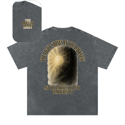 "Darkness Can't Comprehend" Unisex Acid Wash Oversize T-Shirt