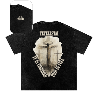 "It Is Finished" Unisex Acid Wash Oversize T-Shirt