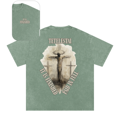 "It Is Finished" Unisex Acid Wash Oversize T-Shirt