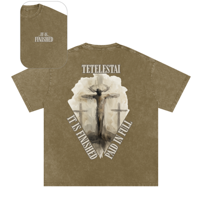 "It Is Finished" Unisex Acid Wash Oversize T-Shirt