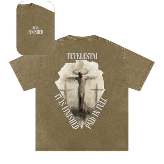 "It Is Finished" Unisex Acid Wash Oversize T-Shirt