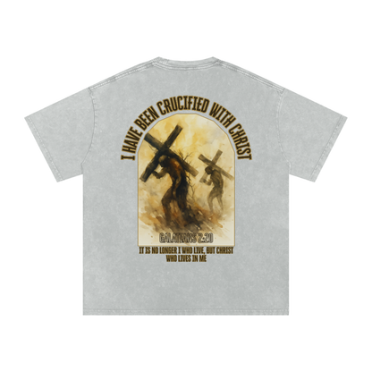 "Crucified with Christ " Unisex Acid Wash Oversize T-Shirt