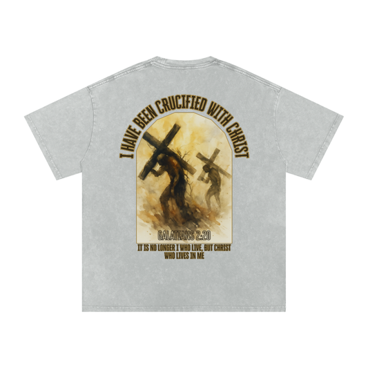 "Crucified with Christ " Unisex Acid Wash Oversize T-Shirt