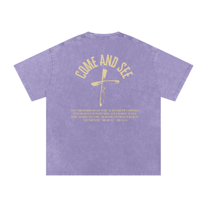 "Come and See" Unisex Acid Wash Oversize T-Shirt