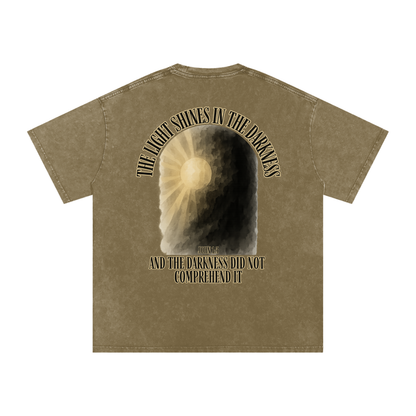 "Darkness Can't Comprehend" Unisex Acid Wash Oversize T-Shirt