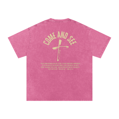 "Come and See" Unisex Acid Wash Oversize T-Shirt
