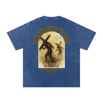 "Crucified with Christ " Unisex Acid Wash Oversize T-Shirt